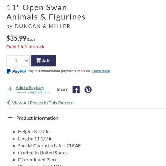 Duncan Miller Clear Blown Glass Swan Mother and Cygnet Dish Set - Picture 13 of 13